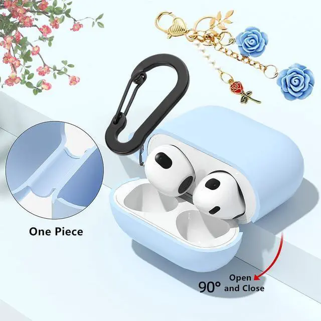 Alt view image 5 of 7 - Case for Airpods 4 Case with Cute Keychain, Silicone Shockproof Protective Cover Compatible with Airpods 4th Generation case Charging Headphone Case Cover for Women Girl (Red)