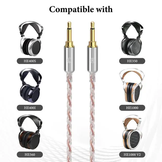 Alt view image 4 of 6 - Apollo 4.4mm Balanced Male to Dual 2.5mm Male Headphone Upgrade Cable Compatible with HIFIMAN HE400S, HE-400i, HE560, HE350, HE1000 V2, 4-Core 6NOCC Copper Wire (8.2FT / 2.5M)