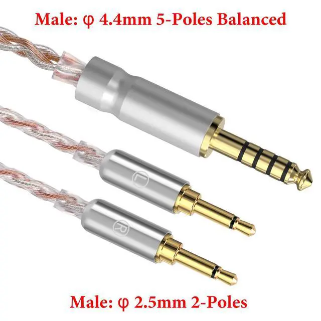 Alt view image 3 of 6 - Apollo 4.4mm Balanced Male to Dual 2.5mm Male Headphone Upgrade Cable Compatible with HIFIMAN HE400S, HE-400i, HE560, HE350, HE1000 V2, 4-Core 6NOCC Copper Wire (8.2FT / 2.5M)