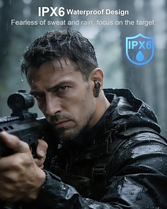 Alt view image 4 of 7 - Electronic Shooting Ear Protection Earbuds, 29dB SNR, 70H Playtime, Bluetooth 6.0 Hearing Protection Earplugs, IPX6 Waterproof, TWS & ENC Earbuds for Shooting, Ranges with 12pcs Ear Buds