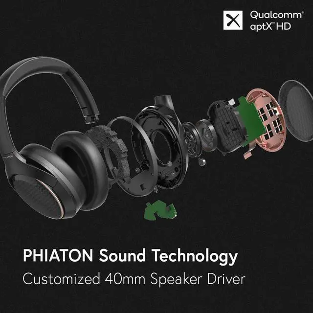 Alt view image 3 of 6 - PPU-BN0600BK01 900 Legacy Bluetooth On-Ear Headphones with Microphone, Digital Hybrid Noise-Canceling, Black, PPU-BN0600BK01