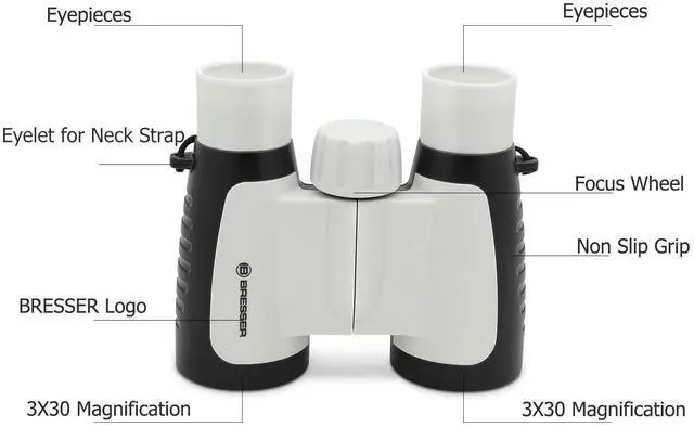 Alt view image 2 of 7 - 3x30 High Resolution Real Binoculars for Kids Ages 3+ Years Old for Outdoors Bird Watching Travel and Beach Great Educational Gift for Boys and Girls