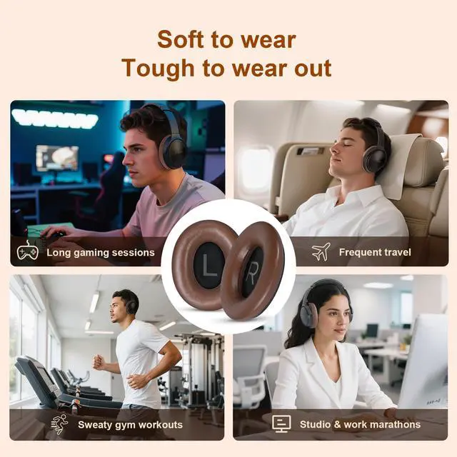 Alt view image 7 of 7 - Replacement Ear-Pads Cushions for Bose QuietComfort 45 35 35ii (QC-45 QC-35 QC-35 ii), Genuine Lambskin Ear Covers Compatible with QuietComfort SE (QC SE)/ New QuietComfort Headphones