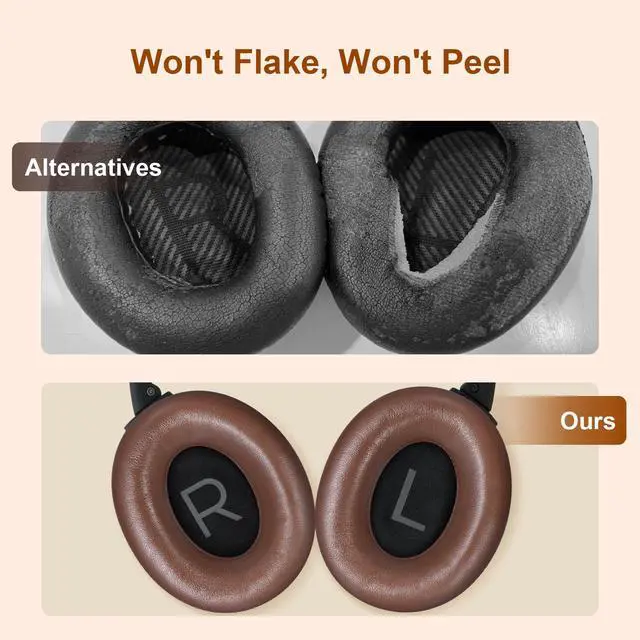 Alt view image 5 of 7 - Replacement Ear-Pads Cushions for Bose QuietComfort 45 35 35ii (QC-45 QC-35 QC-35 ii), Genuine Lambskin Ear Covers Compatible with QuietComfort SE (QC SE)/ New QuietComfort Headphones