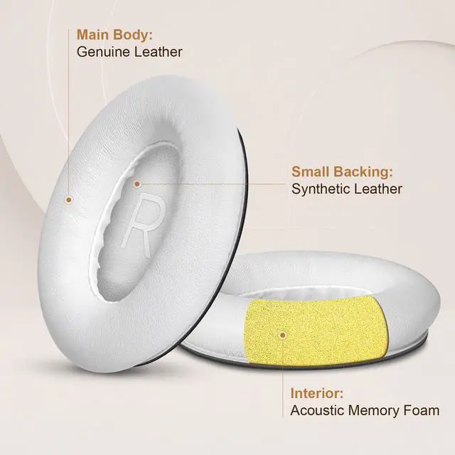 Alt view image 3 of 7 - Replacement Ear-Pads Cushions for Bose QuietComfort 45 35 35ii (QC-45 QC-35 QC-35 ii), Genuine Lambskin Ear Covers Compatible with QuietComfort SE (QC SE)/ New QuietComfort Headphones(White)
