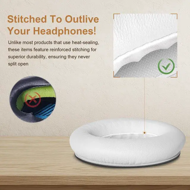 Alt view image 4 of 7 - Replacement Ear-Pads Cushions for Bose QuietComfort 45 35 35ii (QC-45 QC-35 QC-35 ii), Genuine Lambskin Ear Covers Compatible with QuietComfort SE (QC SE)/ New QuietComfort Headphones(White)