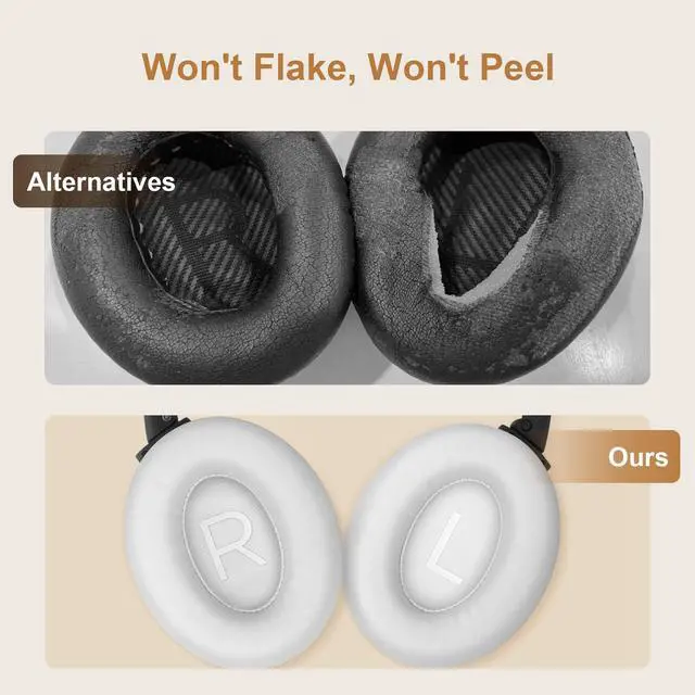 Alt view image 5 of 7 - Replacement Ear-Pads Cushions for Bose QuietComfort 45 35 35ii (QC-45 QC-35 QC-35 ii), Genuine Lambskin Ear Covers Compatible with QuietComfort SE (QC SE)/ New QuietComfort Headphones(White)