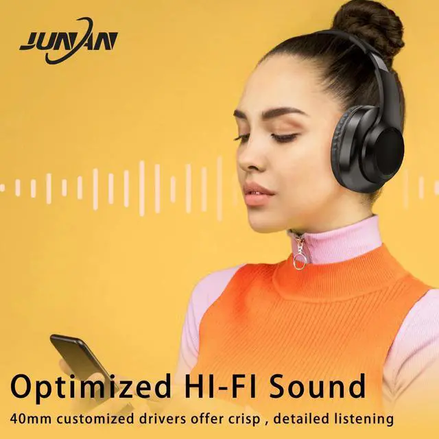 Alt view image 3 of 7 - Bluetooth Headphones Over-Ear,Foldable,Wireless and Wired Headset,Deep Bass,HiFi Stereo Audio,Low Latency Headphone,Built-in Microphone,SD/TF,FM Radio for Cellphone,PC,TV,etc