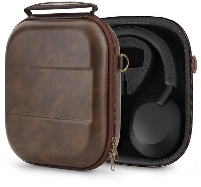 Main image of Shield Headphones Case Compatible with Sony WH-1000XM5, Bose QC Ultra II, Skullcandy Crusher ANC 2 and More, Replacement Hard Shell Travel Carrying Bag with Cable Storage (Brown)