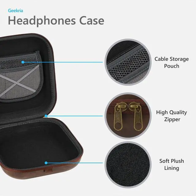 Alt view image 2 of 6 - Shield Headphones Case Compatible with Sony WH-1000XM5, Bose QC Ultra II, Skullcandy Crusher ANC 2 and More, Replacement Hard Shell Travel Carrying Bag with Cable Storage (Brown)