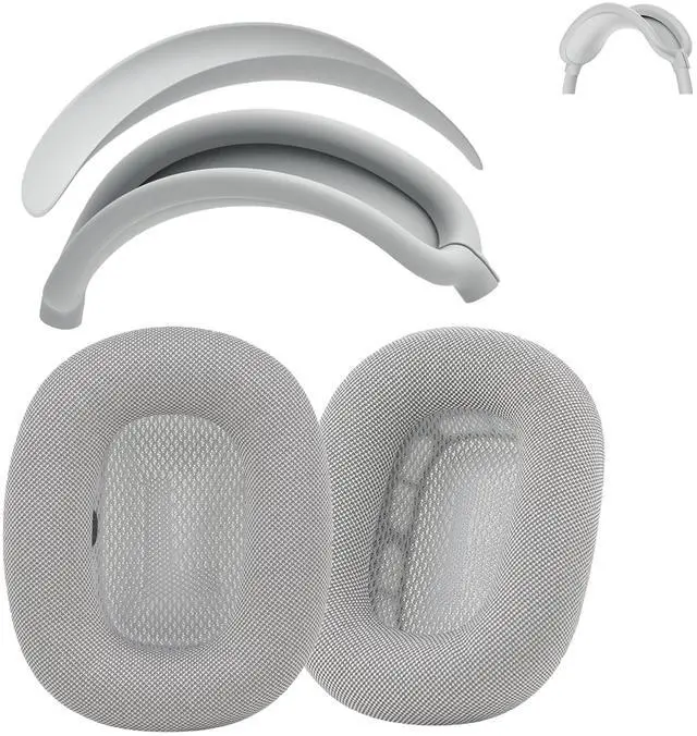 Main image of Ear Cushion Compatible with AirPods Max, 2-in-1 Silicone Headband Cushion+Headband Cover, Upgraded and Enhanced Magnetic Attachment, Protein Leather Earpads&Headband Cover for AirPods Max 2 Kit-Sliver
