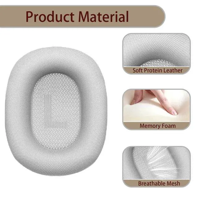 Alt view image 3 of 7 - Ear Cushion Compatible with AirPods Max, 2-in-1 Silicone Headband Cushion+Headband Cover, Upgraded and Enhanced Magnetic Attachment, Protein Leather Earpads&Headband Cover for AirPods Max 2 Kit-Sliver