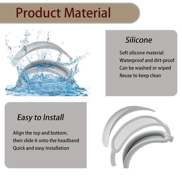 Alt view image 4 of 7 - Ear Cushion Compatible with AirPods Max, 2-in-1 Silicone Headband Cushion+Headband Cover, Upgraded and Enhanced Magnetic Attachment, Protein Leather Earpads&Headband Cover for AirPods Max 2 Kit-Sliver