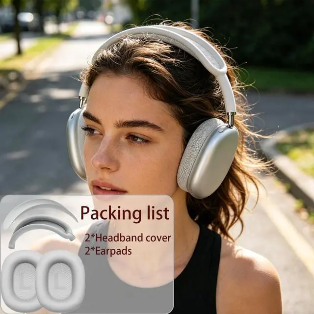 Alt view image 7 of 7 - Ear Cushion Compatible with AirPods Max, 2-in-1 Silicone Headband Cushion+Headband Cover, Upgraded and Enhanced Magnetic Attachment, Protein Leather Earpads&Headband Cover for AirPods Max 2 Kit-Sliver