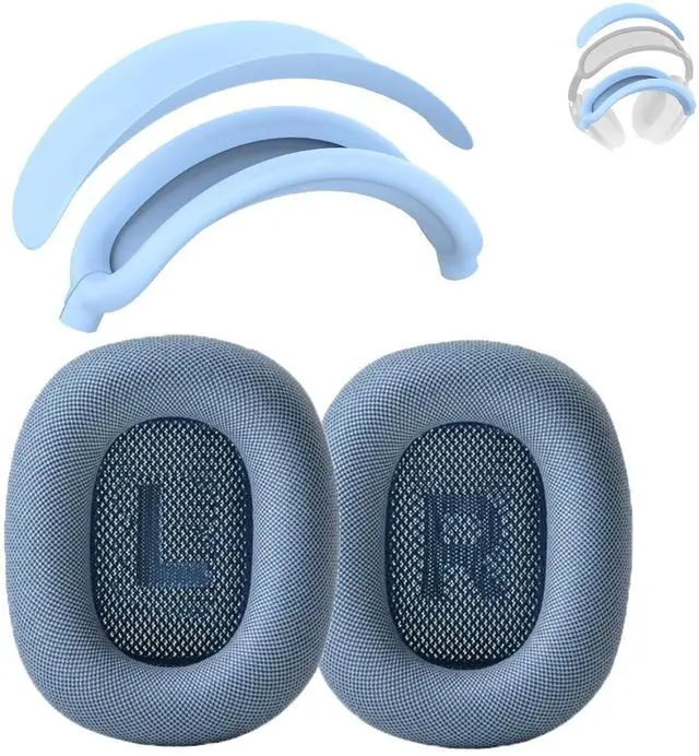 Main image of Ear Cushion Compatible with AirPods Max, 2-in-1 Silicone Headband Cushion+Headband Cover, Upgraded and Enhanced Magnetic Attachment, Protein Leather Earpads&Headband Cover for AirPods Max 2 Kit-Blue