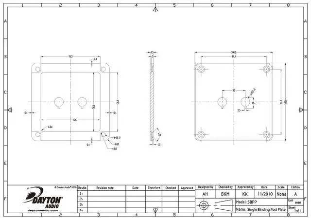 Alt view image 3 of 3 - SBPP-BK Binding Post Plate Black Anodized