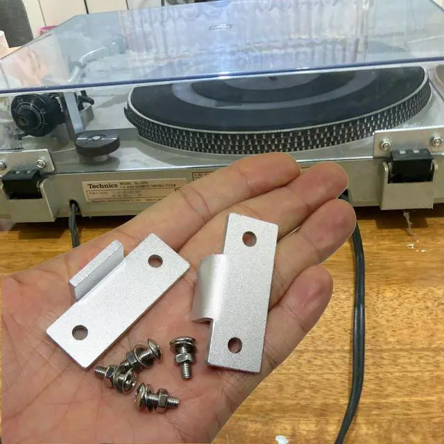 Alt view image 4 of 6 - Technics 1 Pair Turntable Dust Cover Repair Tab Hinges Kit for SL-D2 3200 B2 Q2 D3 - Machined Aluminum