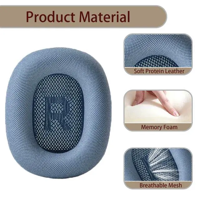 Alt view image 3 of 7 - Ear Cushion Compatible with AirPods Max, 2-in-1 Silicone Headband Cushion+Headband Cover, Upgraded and Enhanced Magnetic Attachment, Protein Leather Earpads&Headband Cover for AirPods Max 2 Kit-Blue