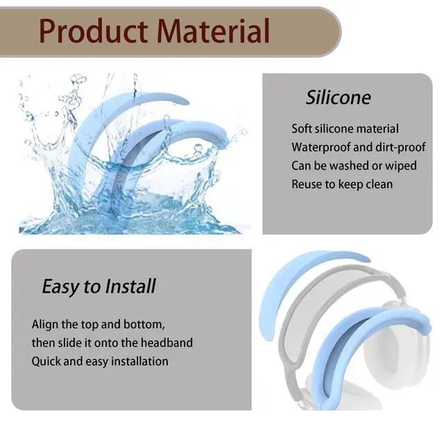 Alt view image 4 of 7 - Ear Cushion Compatible with AirPods Max, 2-in-1 Silicone Headband Cushion+Headband Cover, Upgraded and Enhanced Magnetic Attachment, Protein Leather Earpads&Headband Cover for AirPods Max 2 Kit-Blue