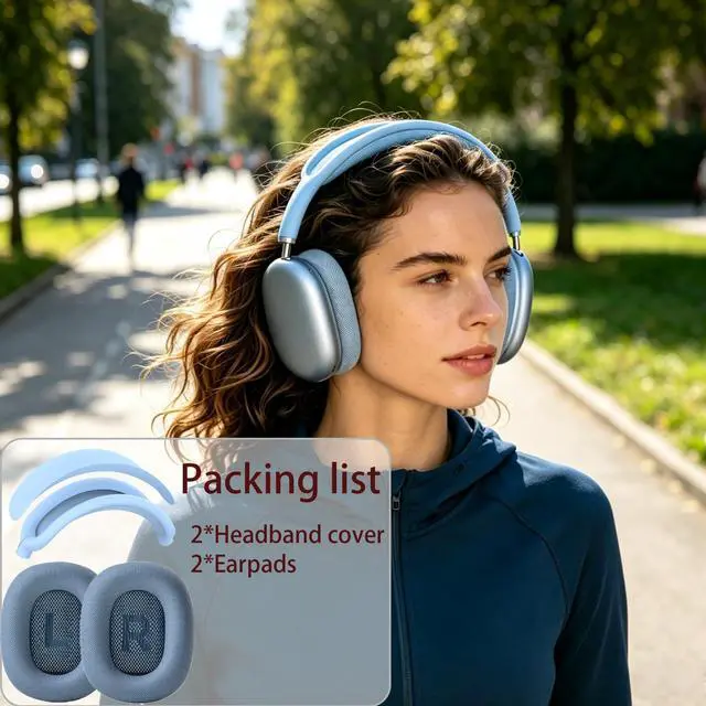 Alt view image 7 of 7 - Ear Cushion Compatible with AirPods Max, 2-in-1 Silicone Headband Cushion+Headband Cover, Upgraded and Enhanced Magnetic Attachment, Protein Leather Earpads&Headband Cover for AirPods Max 2 Kit-Blue