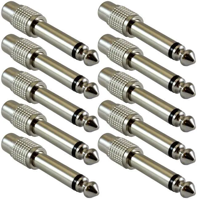 Main image of Store RCA to 1/4 TS Adapter - RCA Female to 1/4 Inch Male Mono TS Plug Adapter - All Metal Connectors with High Grip Treads - 10 Pack