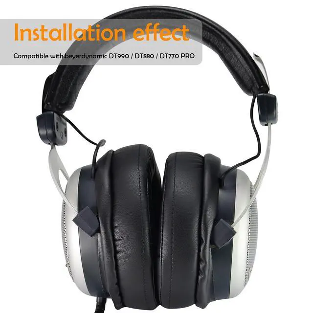 Alt view image 5 of 6 - DT990 Ear Pads - Replacement EarPad Ear Cushion Cover Earpads Compatible with beyerdynamic DT990 / DT880 / DT770 PRO Headset,Softer Leather,High-Density Noise Cancelling Foam, Added Thickness