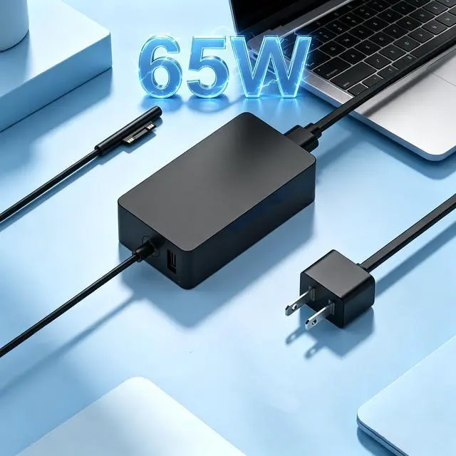 Alt view image 2 of 6 - 65W Laptop Charger Fit for Surface Pro 3 4 5 6 7 Laptop | For Surface Laptop 7/6/5/4/3/2/1, Go 3/2/ 1, with USB Port, Support 44W 36W