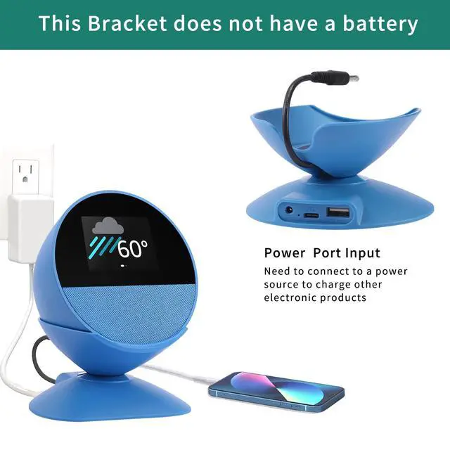 Alt view image 2 of 6 - Adjustable Stand with USB-C and USB-A Charging Ports | Adjustable Stand For Echo Spot (2024 Release)