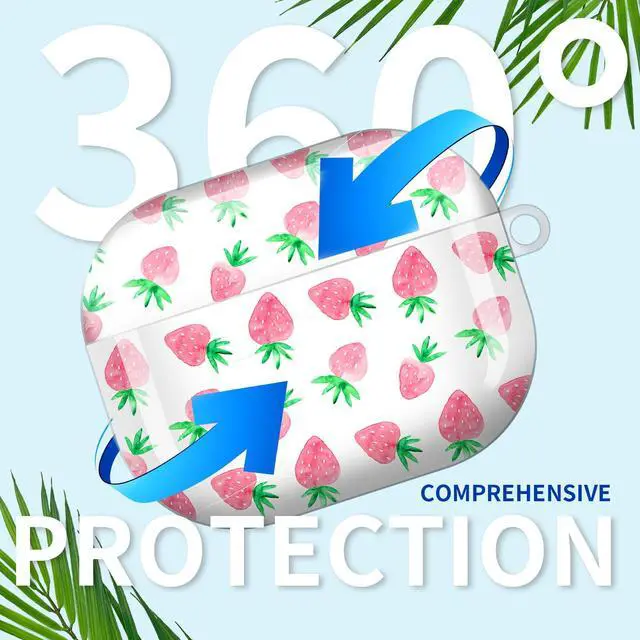 Alt view image 4 of 6 - Compatible with AirPod Pro 3rd Gen(2025) Case,Protective Case for AirPod Pro 3rd Gen, Shockproof with Carabiner, Wireless Charging Compatible for Women Men (Fresh Strawberry)