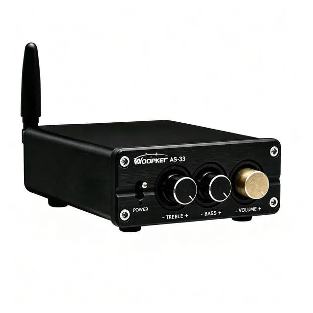 Main image of AS-33 Bluetooth Stereo Amplifier, 2 Channel Home Audio Component Amplifiers for Passive Speakers, Mini Class D Amp Audio Receiver Max 600W for Indoor, Outdoor, Garage, Ceiling, Bookshelf Speaker