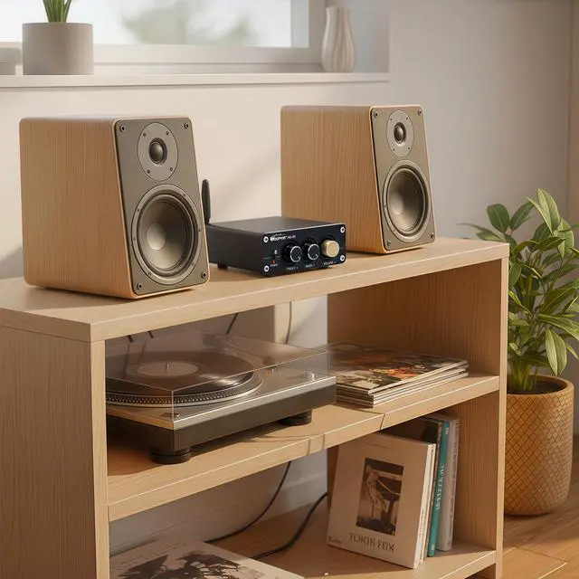 Alt view image 2 of 7 - AS-33 Bluetooth Stereo Amplifier, 2 Channel Home Audio Component Amplifiers for Passive Speakers, Mini Class D Amp Audio Receiver Max 600W for Indoor, Outdoor, Garage, Ceiling, Bookshelf Speaker