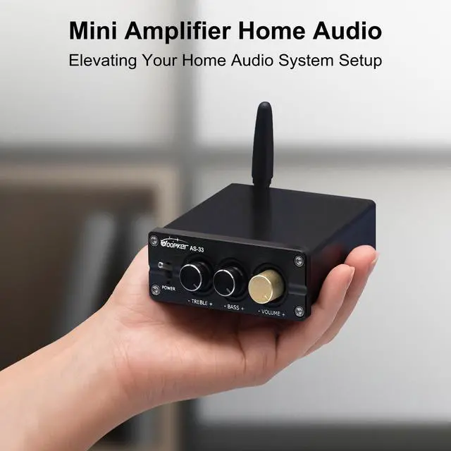 Alt view image 5 of 7 - AS-33 Bluetooth Stereo Amplifier, 2 Channel Home Audio Component Amplifiers for Passive Speakers, Mini Class D Amp Audio Receiver Max 600W for Indoor, Outdoor, Garage, Ceiling, Bookshelf Speaker
