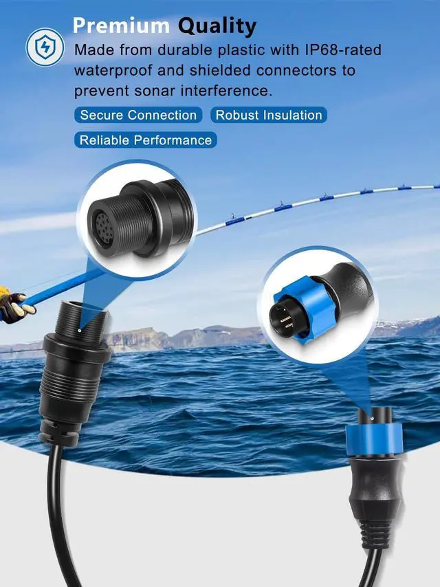 Alt view image 4 of 7 - Replacement for 1852077 Dual Spectrum Chirp Adapter Cable/MKR-DSC-10 Compatible with Lowrance 7-Pin Transducer, HDS and Hook Series Fish Finders