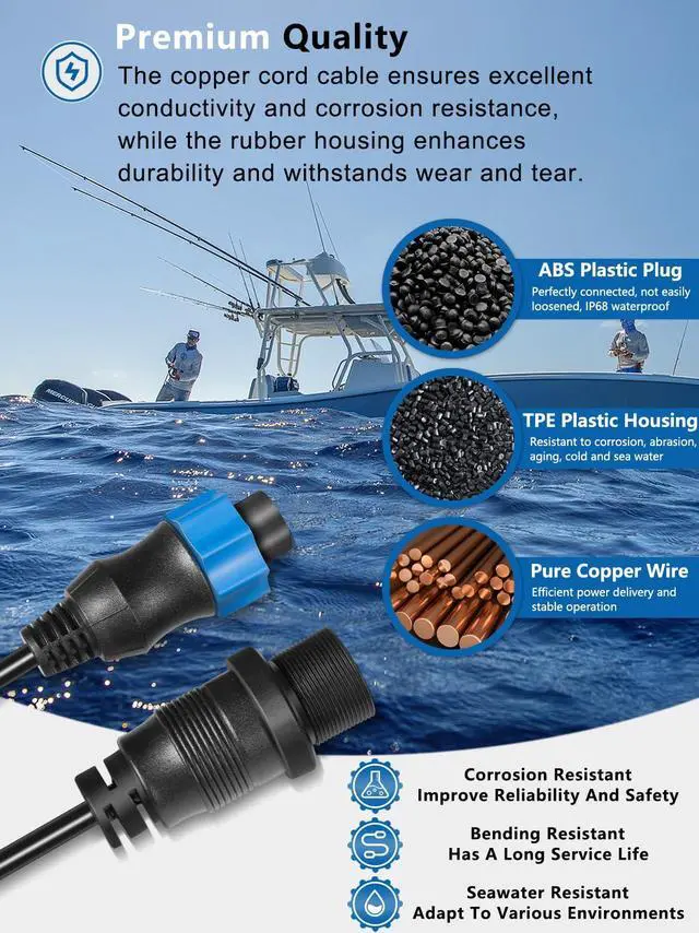 Alt view image 5 of 7 - Replacement for 1852077 Dual Spectrum Chirp Adapter Cable/MKR-DSC-10 Compatible with Lowrance 7-Pin Transducer, HDS and Hook Series Fish Finders