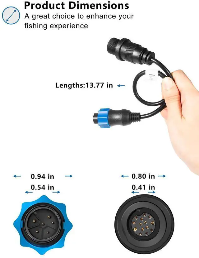 Alt view image 7 of 7 - Replacement for 1852077 Dual Spectrum Chirp Adapter Cable/MKR-DSC-10 Compatible with Lowrance 7-Pin Transducer, HDS and Hook Series Fish Finders