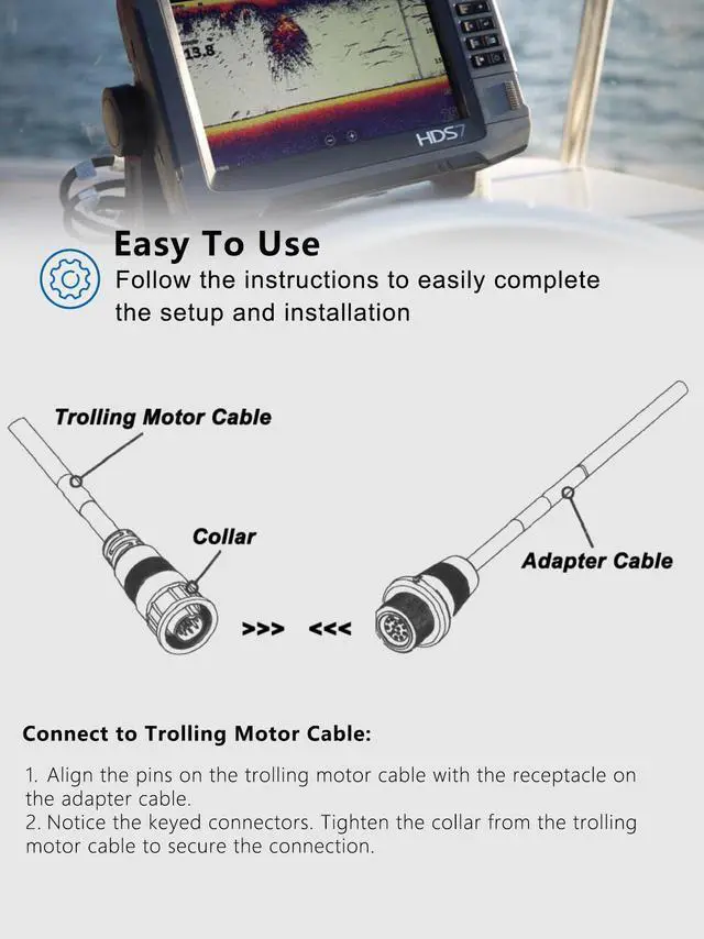 Alt view image 6 of 7 - Replacement for 1852077 Dual Spectrum Chirp Adapter Cable/MKR-DSC-10 Compatible with Lowrance 7-Pin Transducer, HDS and Hook Series Fish Finders