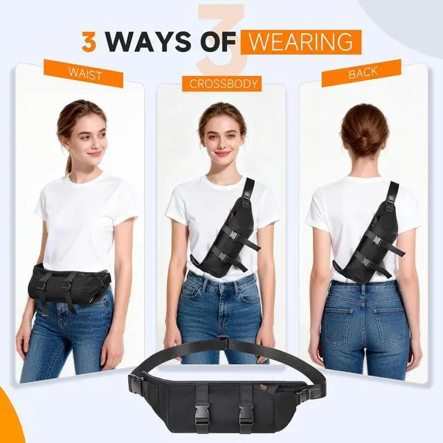 Alt view image 4 of 7 - Portable Speaker Crossbody Bag Adjustable Speaker Belt Bag Waist Pouch Soft Carrying Pouch for Bluetooth Speakers Pulse 2/3/4/5, Charge Essential 2/3/4/5/6 (Black)