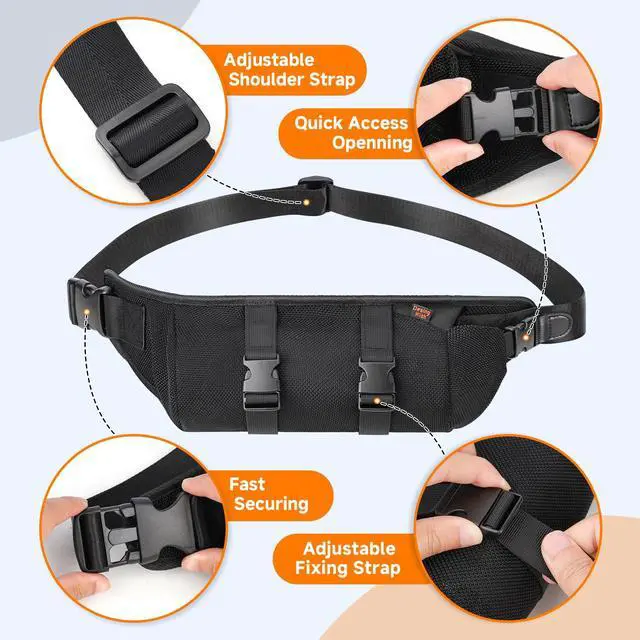 Alt view image 5 of 7 - Portable Speaker Crossbody Bag Adjustable Speaker Belt Bag Waist Pouch Soft Carrying Pouch for Bluetooth Speakers Pulse 2/3/4/5, Charge Essential 2/3/4/5/6 (Black)