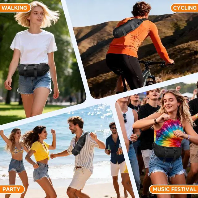 Alt view image 7 of 7 - Portable Speaker Crossbody Bag Adjustable Speaker Belt Bag Waist Pouch Soft Carrying Pouch for Bluetooth Speakers Pulse 2/3/4/5, Charge Essential 2/3/4/5/6 (Black)