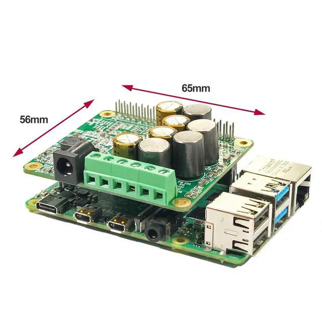 Alt view image 6 of 7 - RPI HiFi AMP HAT TAS5713 Amplifier Audio Module 25W Class-D Power Sound Card Expansion Board for Raspberry Pi 5 4 3 B+ Pi Zero Nichicon Capacitor