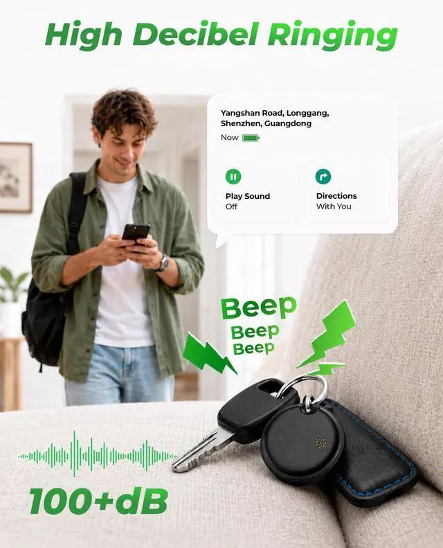 Alt view image 4 of 7 - 2026 Air Tags 4 Pack Tracker Tag for Android & iOS - Bluetooth Tracker with IP68 Waterproof, 100dB Alarm, Replaceable Battery, GPS Tracker Smart Tag for Luggage Keys Wallet Pets Kids, Airtag 4 Pack