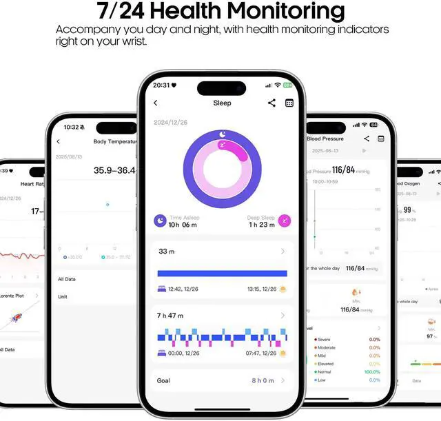 Alt view image 2 of 7 - Advanced Health Smartwatch for Women Men with Real-Time Monitoring of Heart Rate, Sleep Quality and Stress Levels, Always-On DisplayBright Flashlight (Red)