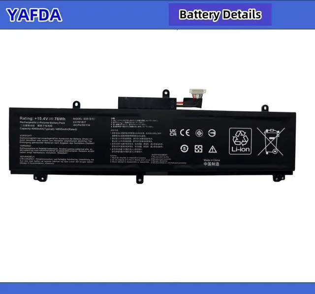 Alt view image 2 of 7 - C41N1837 New Laptop Battery Replacement for ASUS ROG Zephyrus S G15 GA501I GA502 GA502DU GA502GU GU502DU GX502GW GX532GV GU532GW GU502GV GU532GU GU532GV Notebook 0B200-03380100