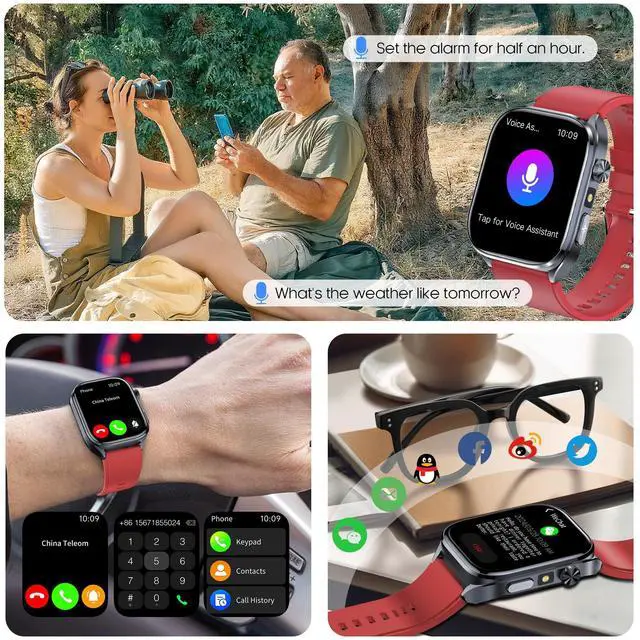Alt view image 4 of 7 - Advanced Health Smartwatch for Women Men with Real-Time Monitoring of Heart Rate, Sleep Quality and Stress Levels, Always-On DisplayBright Flashlight (Red)