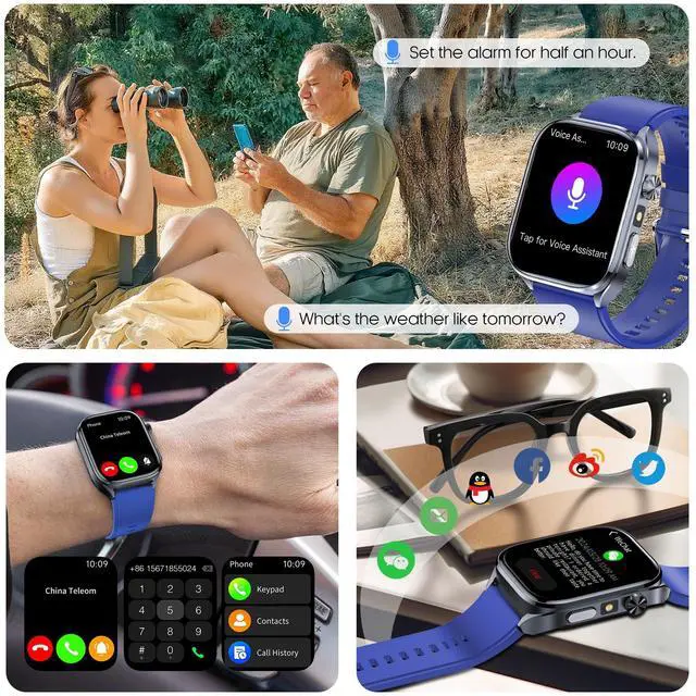 Alt view image 4 of 7 - Advanced Health Smartwatch for Women Men with Real-Time Monitoring of Heart Rate, Sleep Quality and Stress Levels, Always-On DisplayBright Flashlight (Blue)