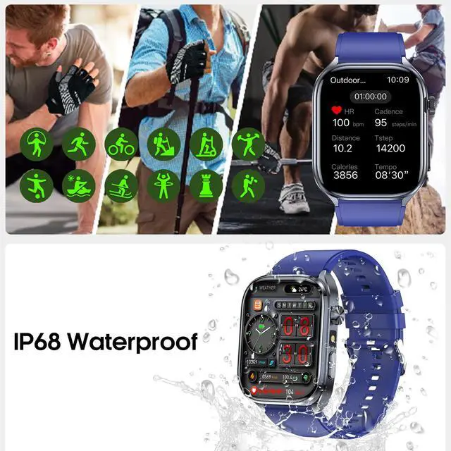 Alt view image 5 of 7 - Advanced Health Smartwatch for Women Men with Real-Time Monitoring of Heart Rate, Sleep Quality and Stress Levels, Always-On DisplayBright Flashlight (Blue)