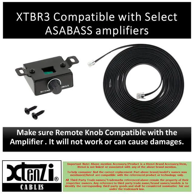 Alt view image 2 of 7 - Amplifier Replacement Bass Knob Control Remote XTBR3 Compatible with Select Powerbass ASABASS