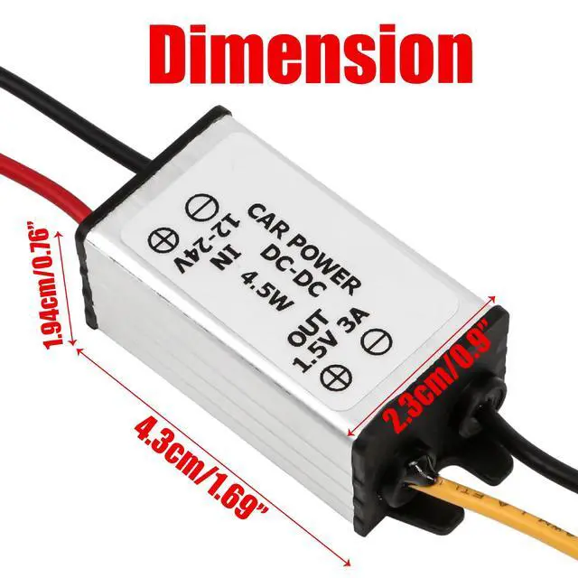 Alt view image 3 of 6 - 24V-12V to 1.5V 3A Car Power Voltage Converters, Step Down Module 12V to 1.5V 3A Output 13cm Cable 4.5W Regulator Buck Converters Power Supplies