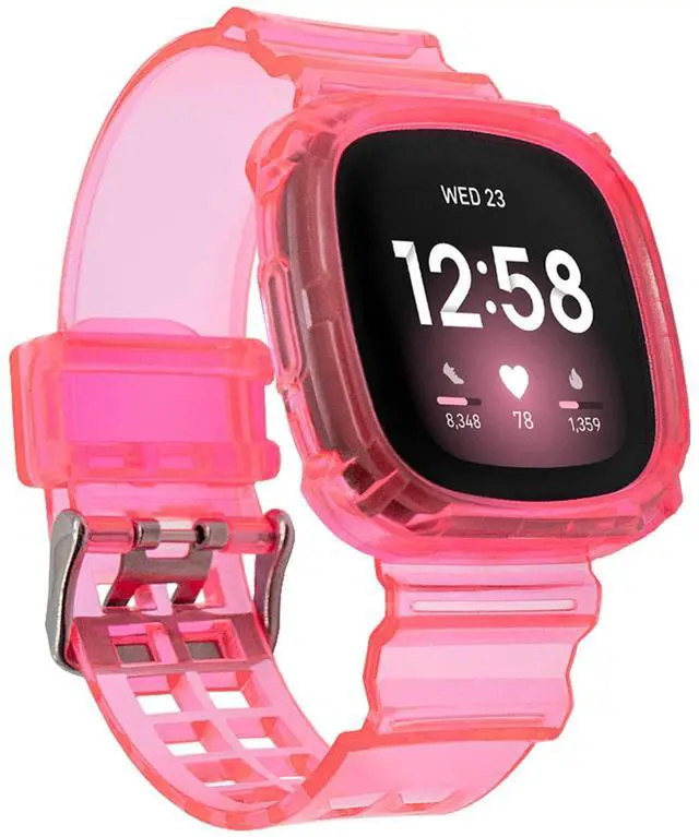 Main image of Band Compatible with Fitbit Versa 4,Versa 3,Sense for Women Men, Clear Bumper Protective Case Replacement Wristbands Band Accessories Straps for Fitbit Sense & Versa 3 & Versa 4 & Sense 2