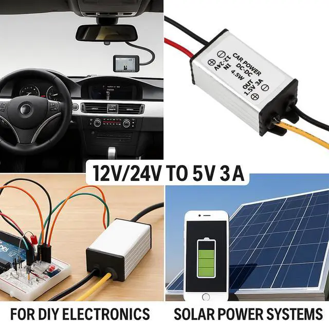 Alt view image 4 of 6 - 24V-12V to 1.5V 3A Car Power Voltage Converters, Step Down Module 12V to 1.5V 3A Output 13cm Cable 4.5W Regulator Buck Converters Power Supplies
